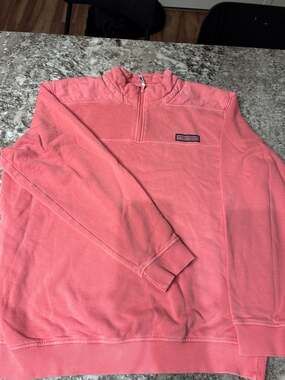 Vineyard Vines Men's Jetty Red Cotton Shep Shirt Quarter-Zip Pullover